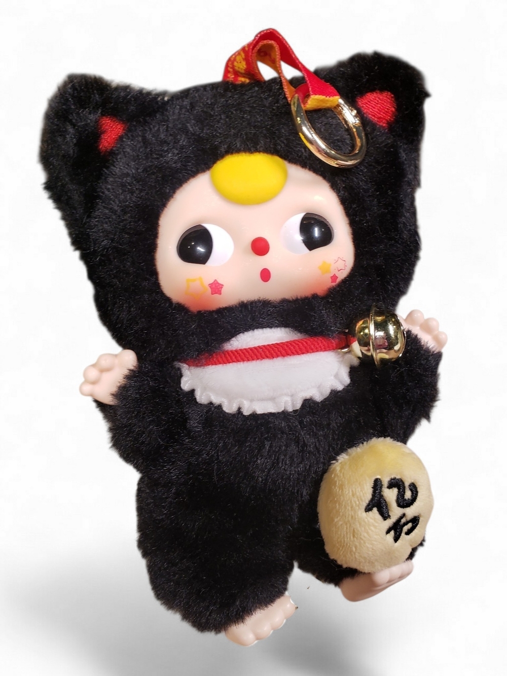 Black Cat Mascot Plush Keychain Charm Japan Retro